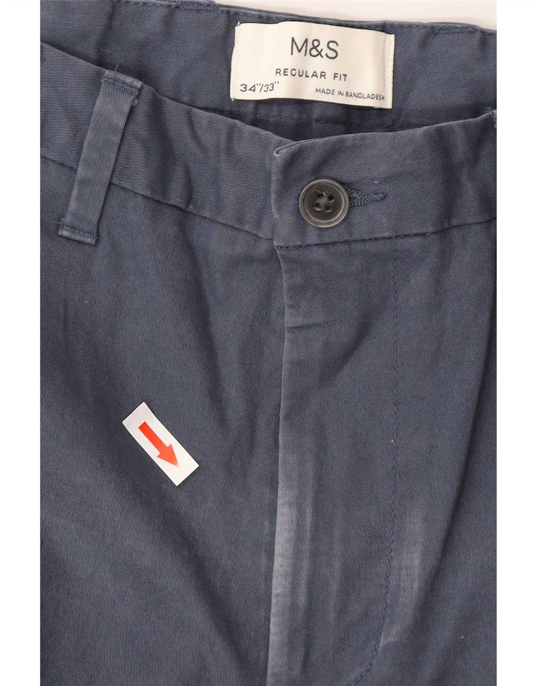 Pantaloni chino vestibilità regolare da uomo Marks & Spencer W34 L32 cotone blu