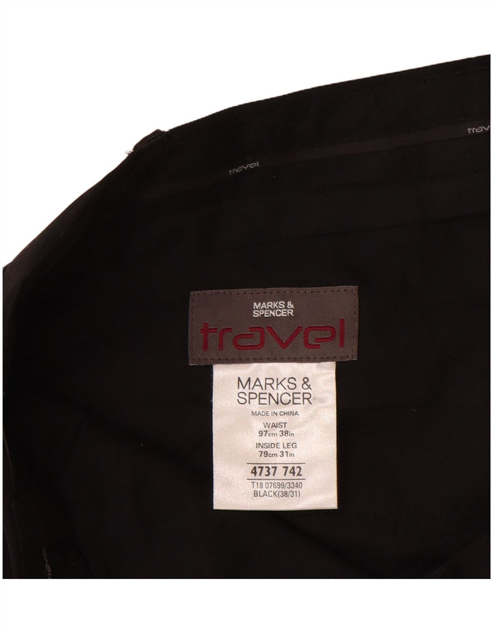 Pantaloni chino dritti da uomo Marks & Spencer W38 L31 poliestere nero