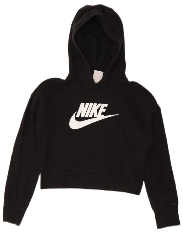 Felpa con cappuccio grafica Nike per ragazze, 10-11 anni, cotone nero medio