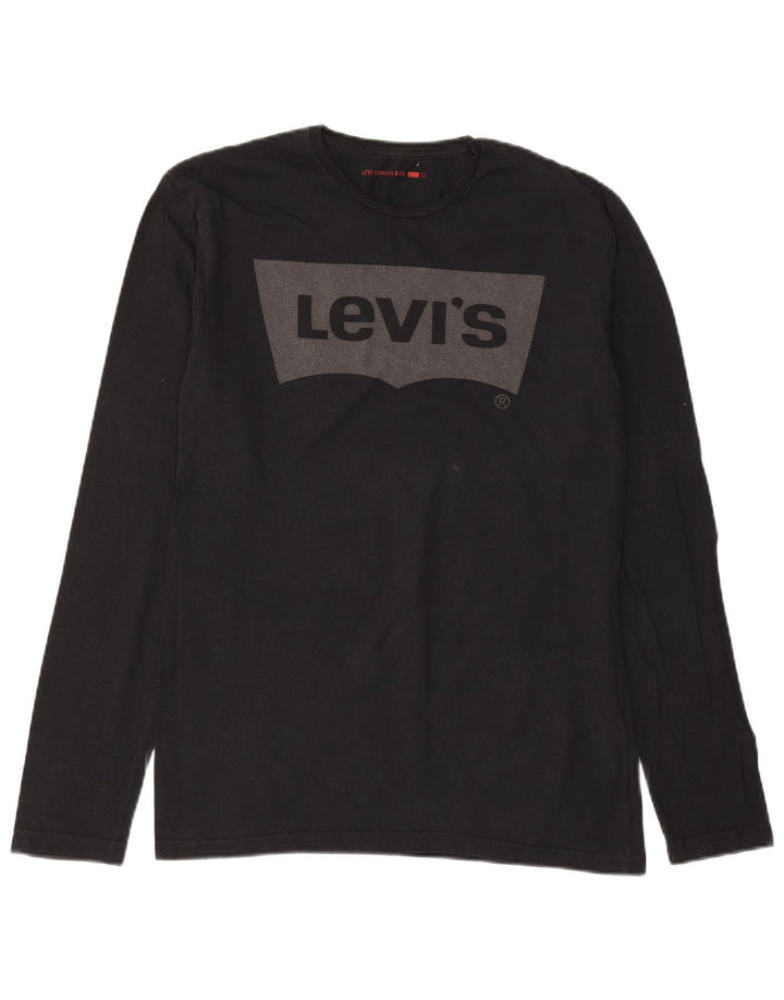 LEVI'S Mens Graphic Top Long Sleeve Small Black Cotton