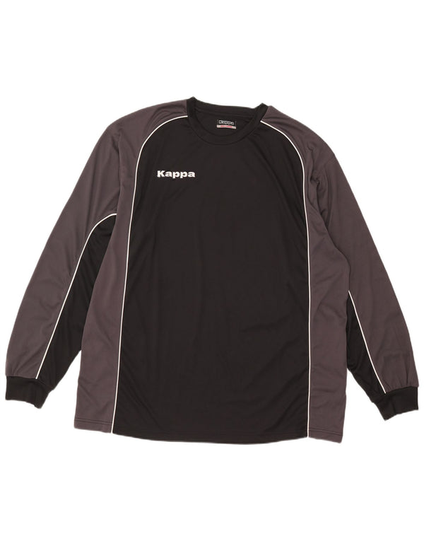 Top grafico da uomo Kappa manica lunga 3XL Nero Colourblock Poliammide