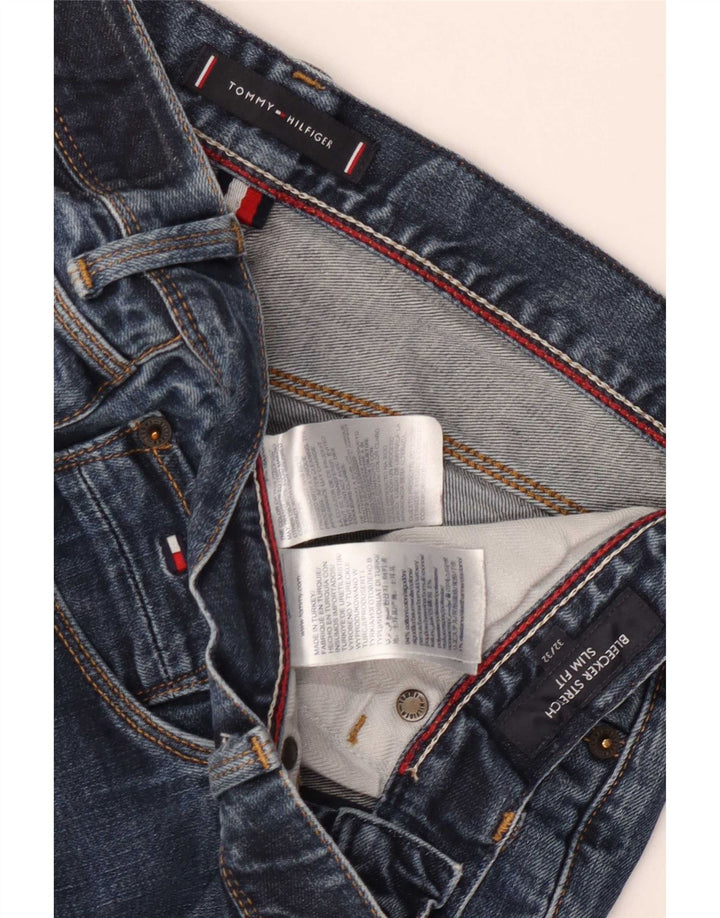 Tommy Hilfiger Uomo Bleecker Distressed Jeans Slim W32 L32 Cotone Blu Navy