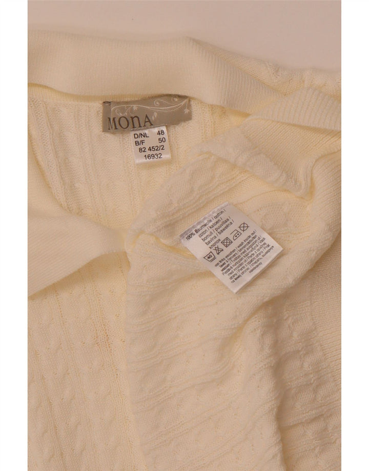 MONA Maglione da donna a maniche corte con collo a polo EU 48 2XL Bianco sporco