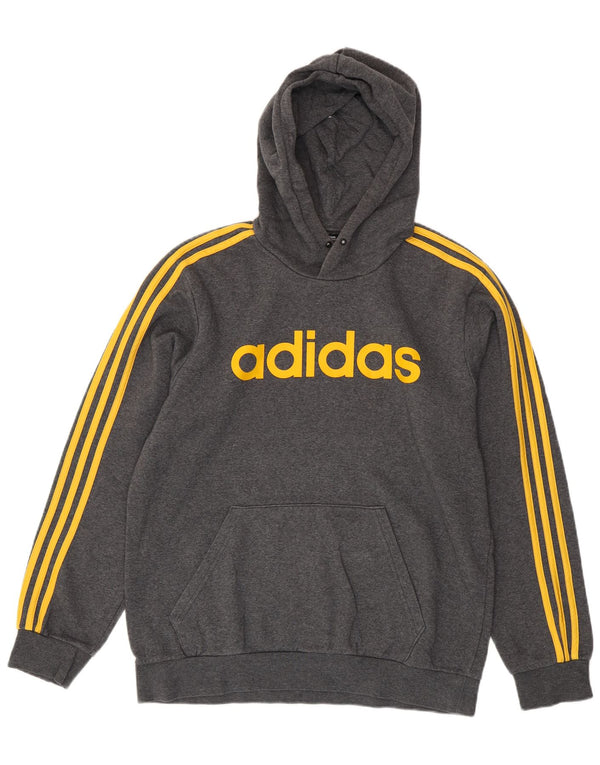 Felpa con cappuccio grafica da uomo Adidas Large in cotone grigio