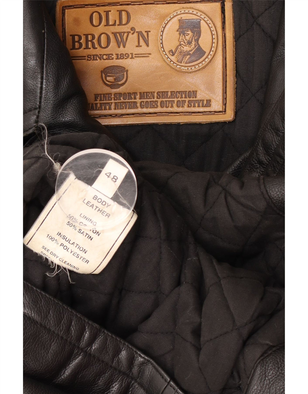 Giacca in pelle vintage da uomo IT 48 in pelle nera media