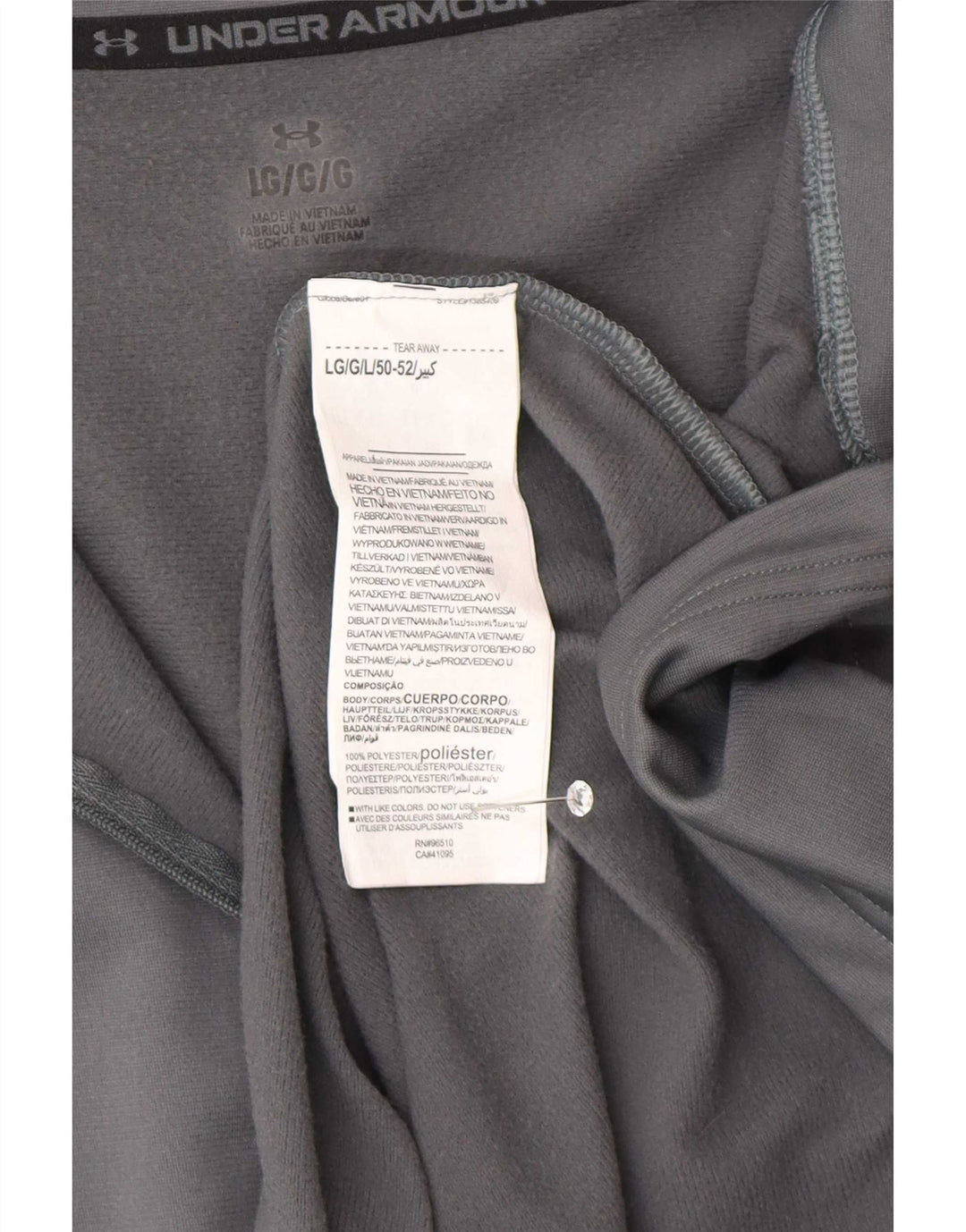 Under Armour Uomo Pullover con zip Collo della tuta Top Large Grigio Colourblock