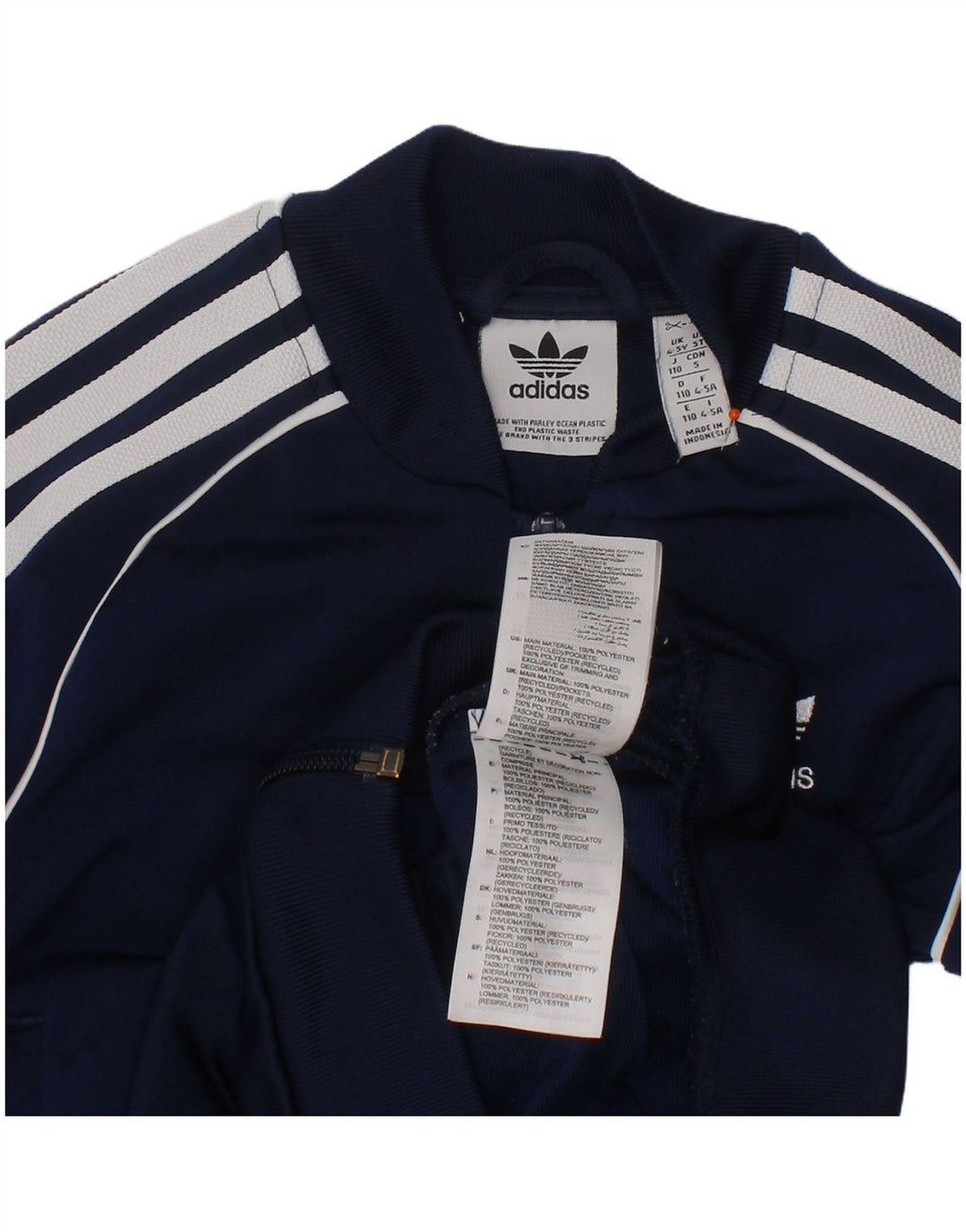 Giacca da tuta da ragazzo Adidas 4-5 anni in poliestere blu navy