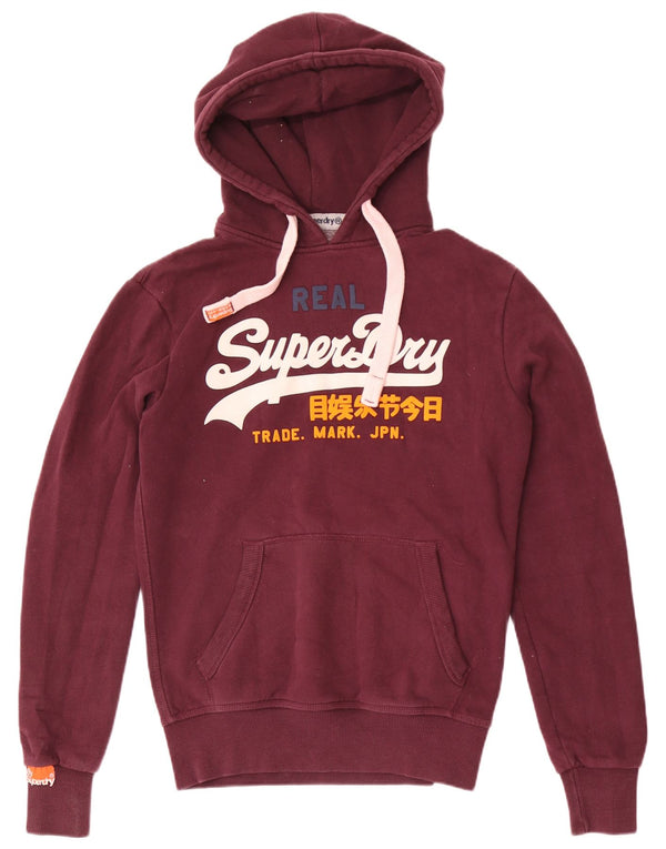 Felpa con cappuccio grafica da uomo Superdry Small in cotone bordeaux retrò