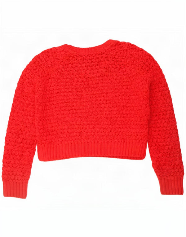 Topshop Maglione da donna corto con scollo a barca oversize UK 10 piccolo rosso