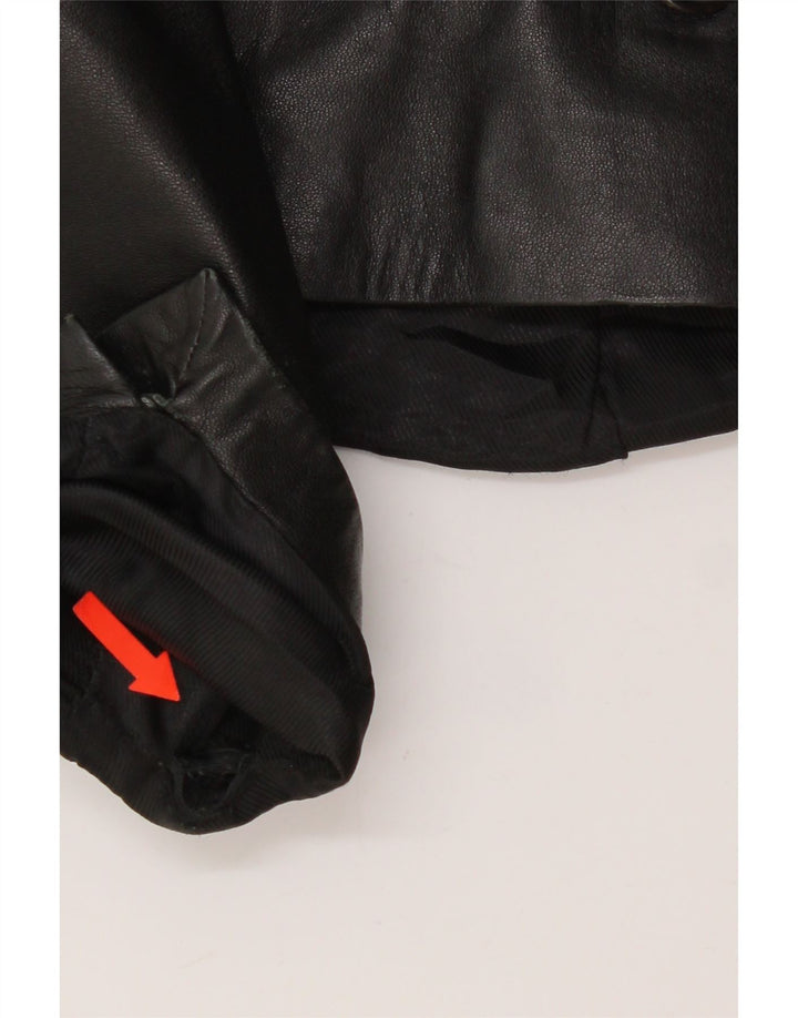 Giacca blazer in pelle vintage da donna a 3 bottoni IT 48 XL in pelle nera