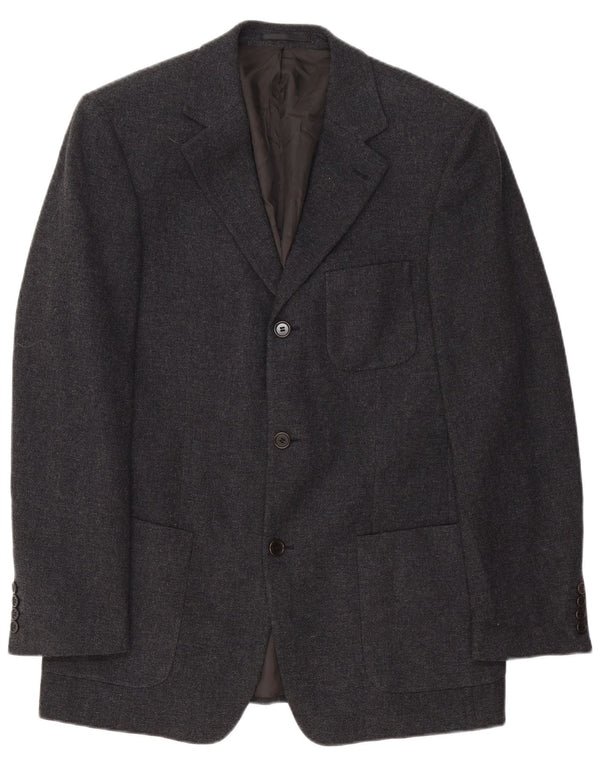 Giacca blazer da uomo a 3 bottoni Hugo Boss taglia 098 in lana vergine grigio medio
