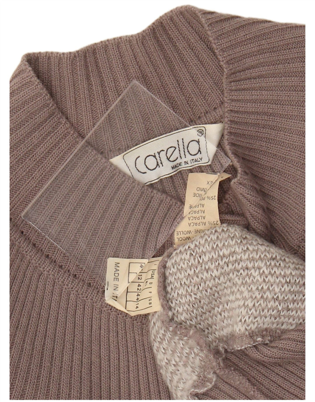 Maglione cardigan corto da donna Carella UK 14 Lana a rombi/diamante beige medio