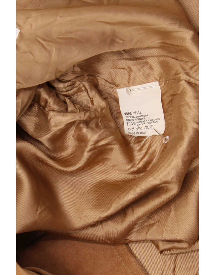 Soprabito vintage da donna oversize in pelle scamosciata IT 42 in pelle beige medio