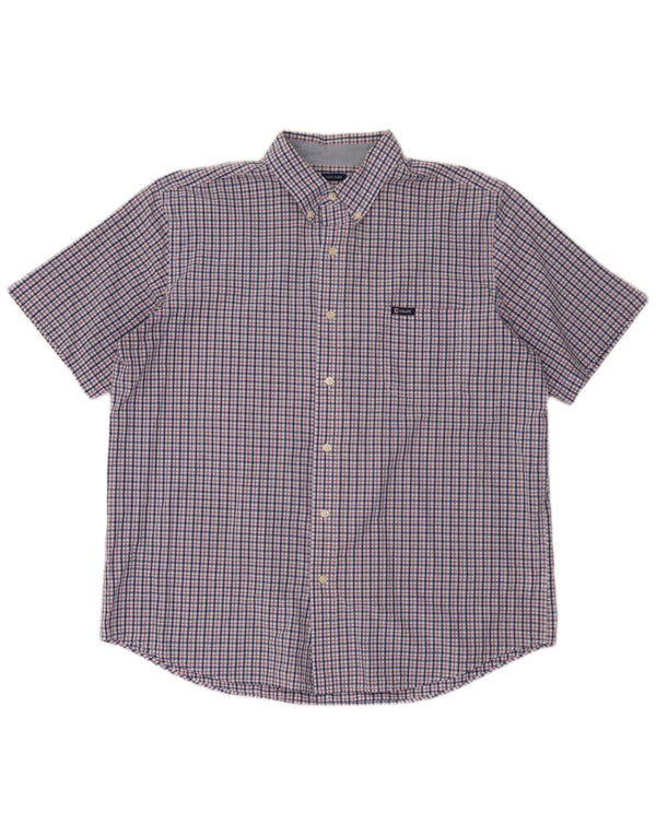 Camicia a maniche corte da uomo Chaps Easy Care XL in cotone a quadri blu navy
