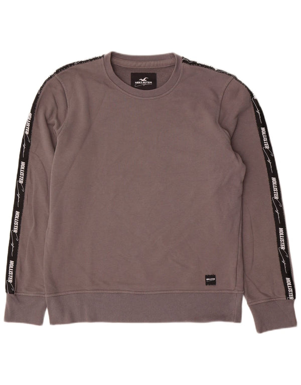 Felpa grafica da uomo Hollister Maglione piccolo in cotone color block grigio