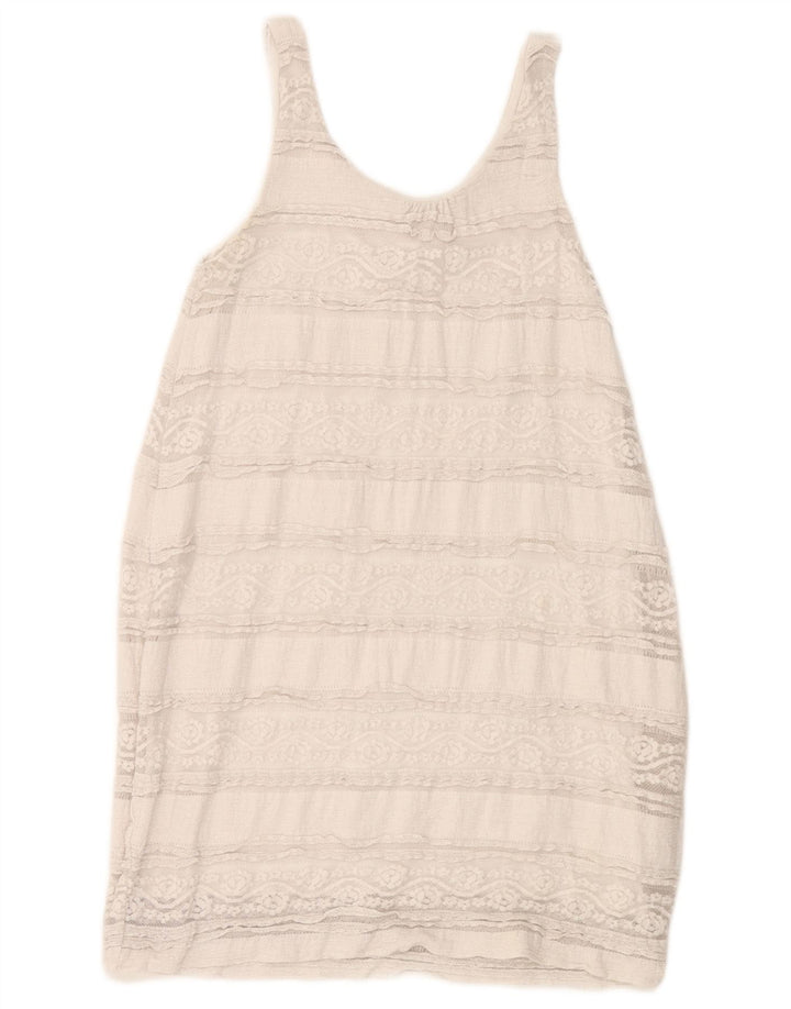 Desigual Abito a trapezio senza maniche da donna UK 10 Small White Floral Poliammide