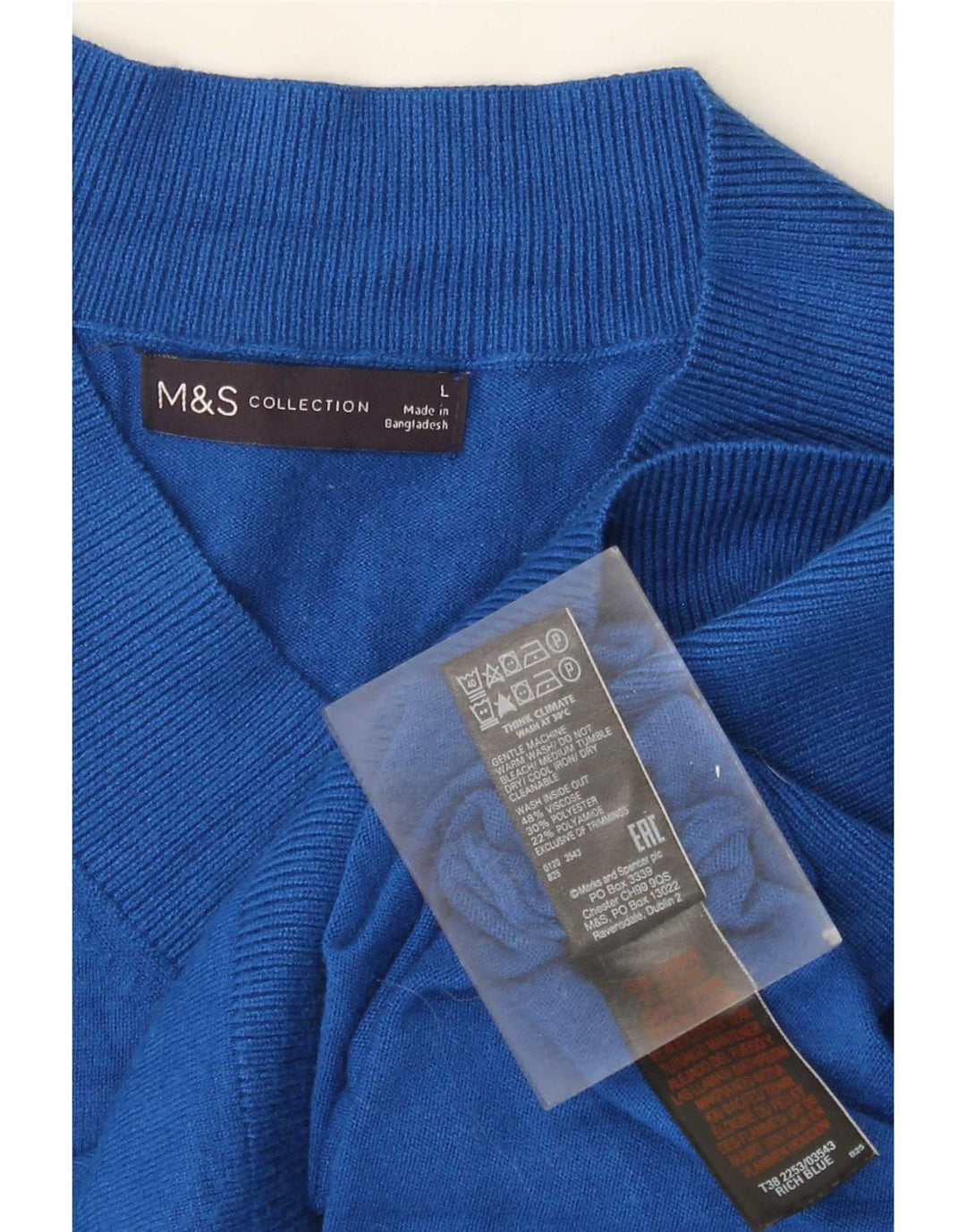 Maglione oversize con scollo a V da donna Marks & Spencer UK 16 grande blu