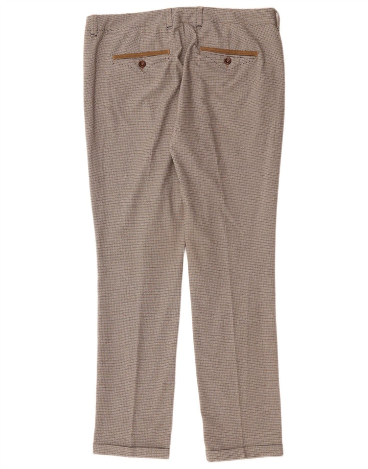 Pantaloni da Abito Dritti Donna Trussardi IT 44 Medio W34 L30 Marrone Check