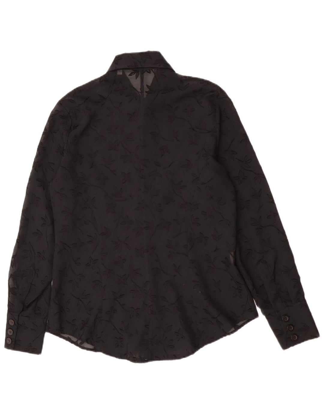 Camicetta trasparente da donna vintage IT 44 Poliestere floreale nero medio