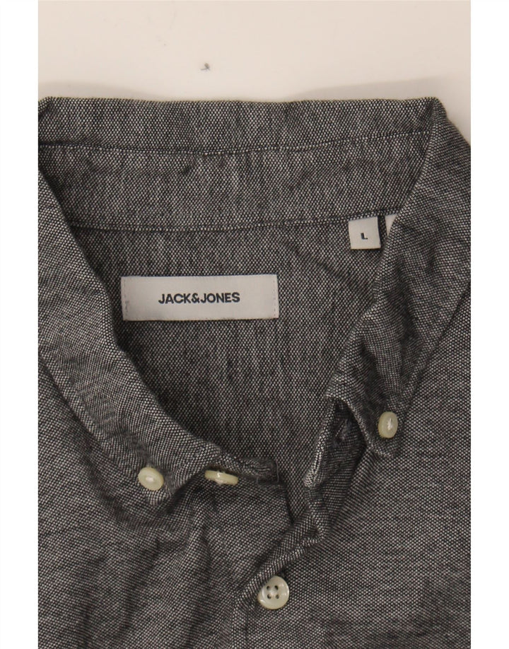 JACK & JONES Mens Shirt Large Grey Cotton Vintage Jack & Jones and Second-Hand Jack & Jones from Messina Hembry 