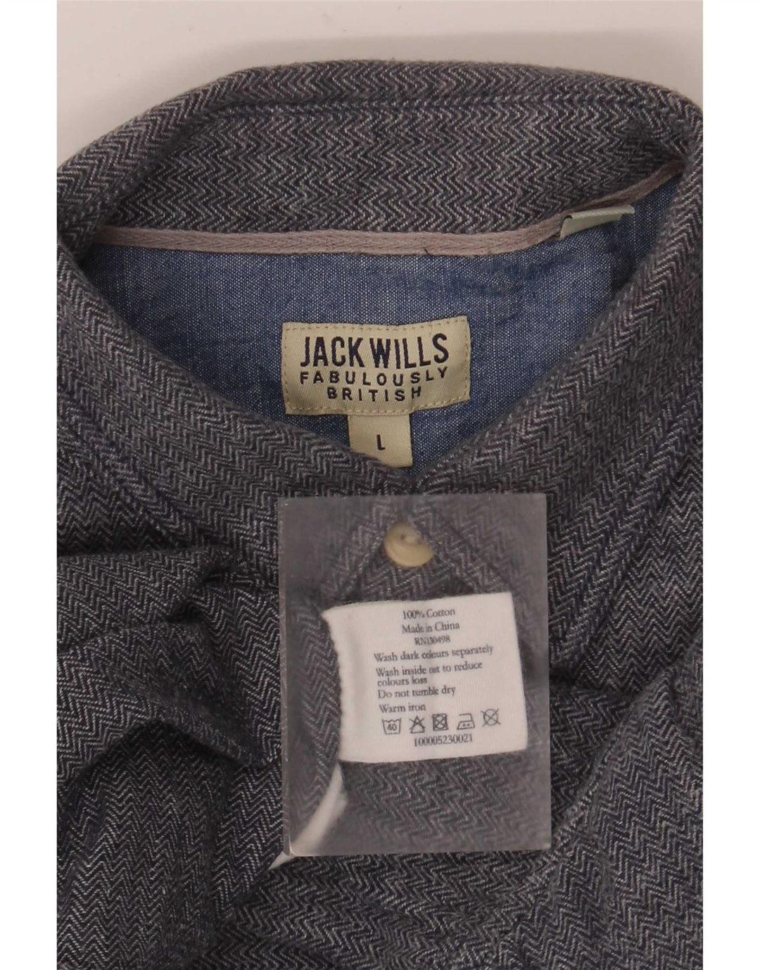 Camicia da uomo Jack Wills grande in cotone a spina di pesce blu