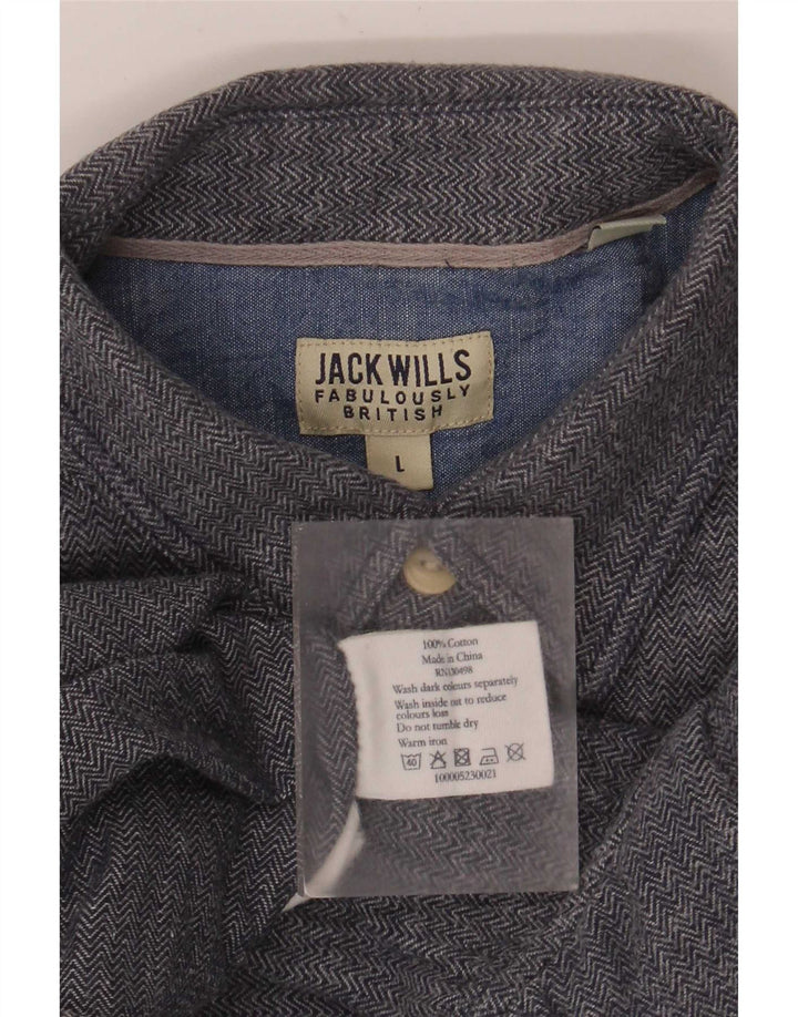 Camicia da uomo Jack Wills grande in cotone a spina di pesce blu