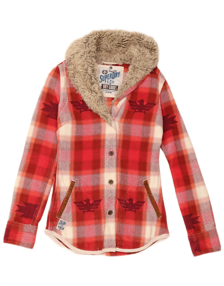 Camicia in flanella da donna SUPERDRY UK 6 XS cotone scozzese rosso