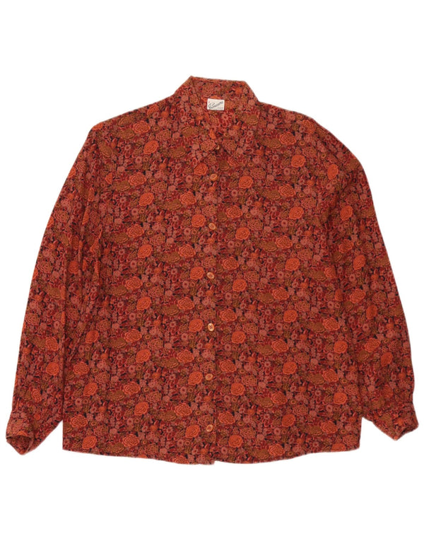 Camicia oversize da donna Primavera Firenze UK 16 Grande viscosa floreale marrone