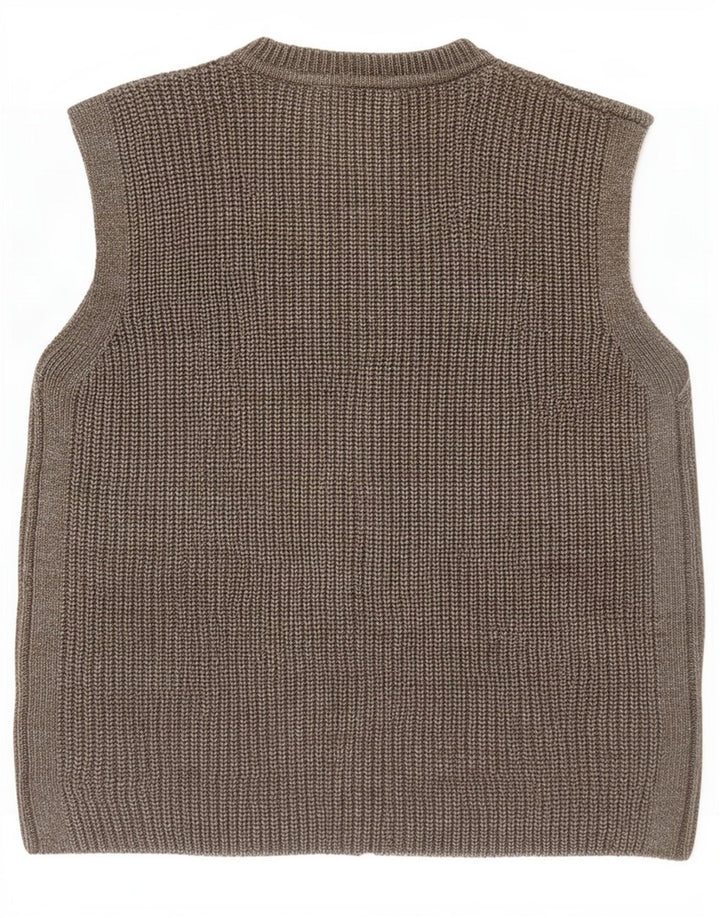 Maglione cardigan senza maniche da donna Marks & Spencer UK 10 piccolo grigio