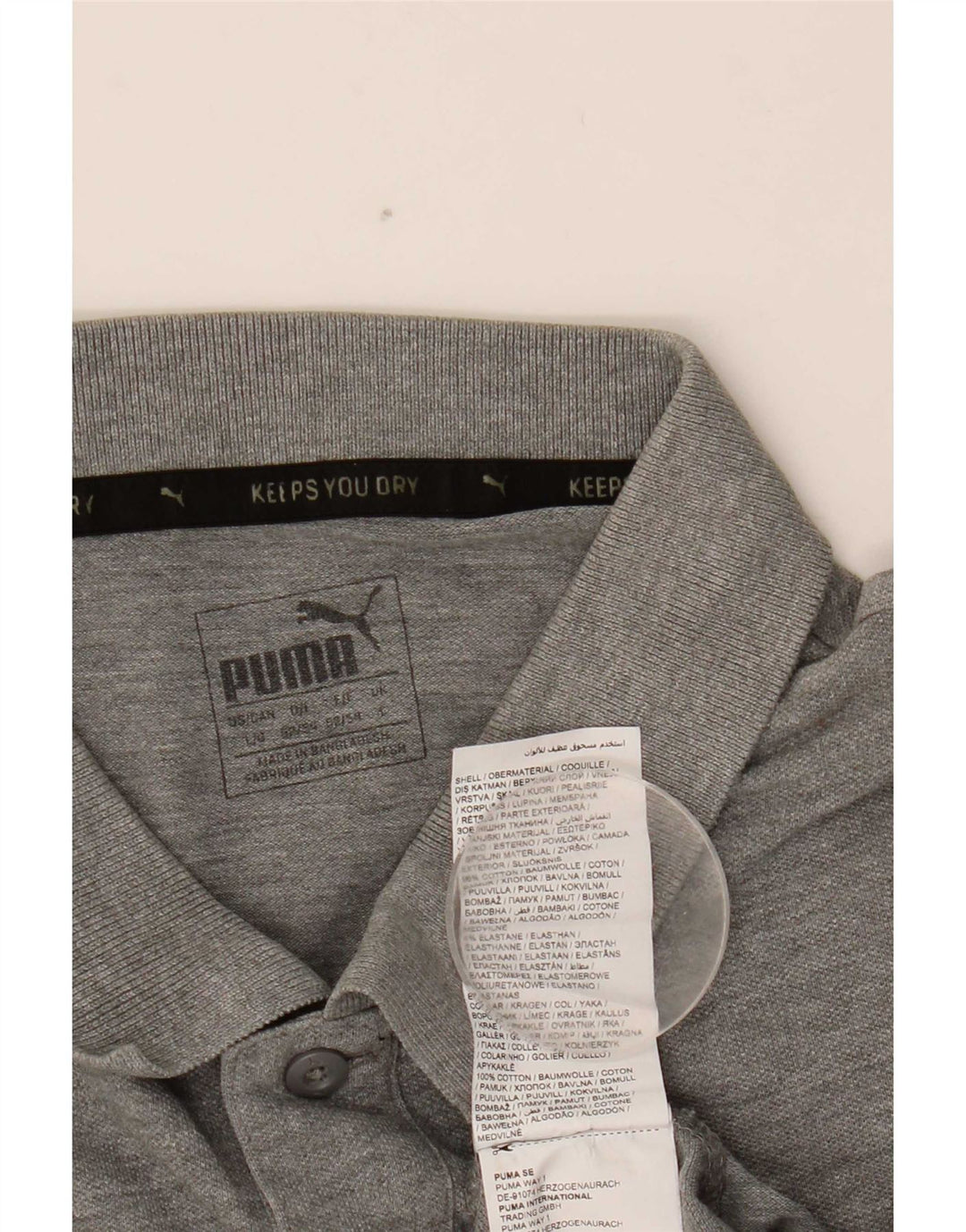 Polo Puma da uomo grande in cotone grigio