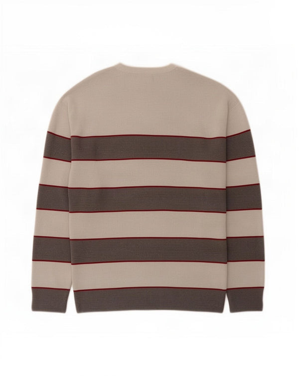 Maglione girocollo da uomo Zara piccolo in cotone a righe grigie