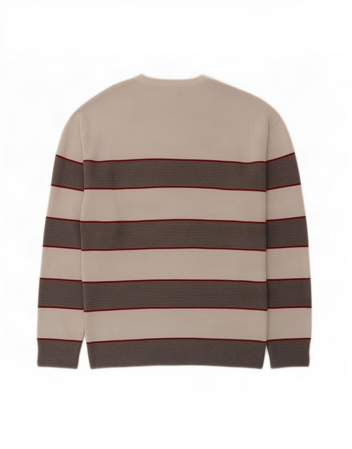 Maglione girocollo da uomo Zara piccolo in cotone a righe grigie