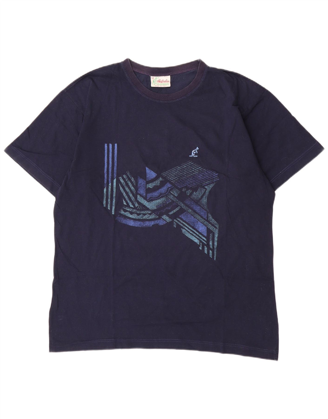 T-shirt grafica da uomo AUSTRALIAN L'ALPINA IT 52 Large in cotone blu navy