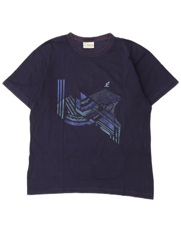T-shirt grafica da uomo AUSTRALIAN L'ALPINA IT 52 Large in cotone blu navy