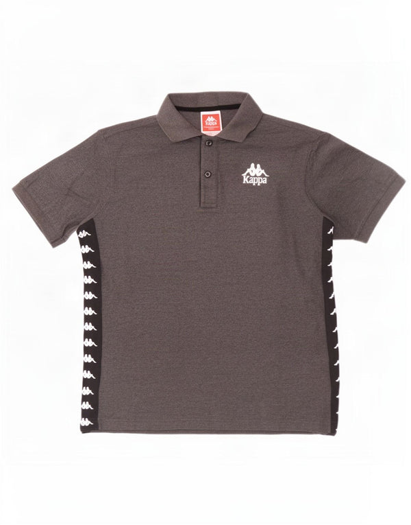 Polo grafica da uomo Kappa grande in cotone color block grigio