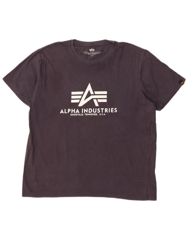 T-shirt grafica da uomo ALPHA INDUSTRIES Top XL blu navy