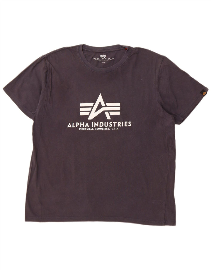 T-shirt grafica da uomo ALPHA INDUSTRIES Top XL blu navy
