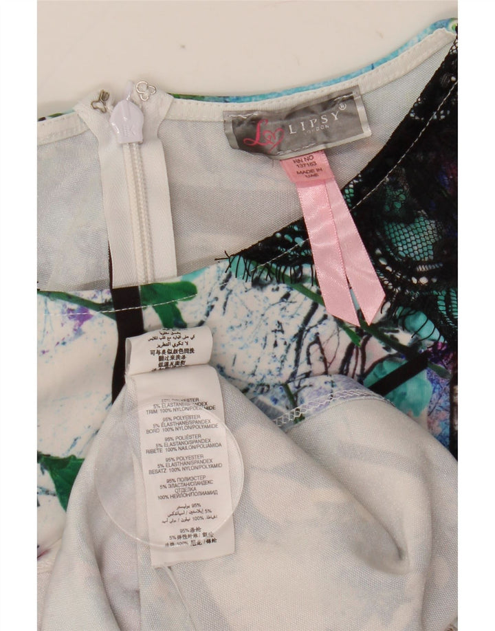 Abito aderente grafico da donna Lipsy UK 10 Piccolo poliestere multicolore