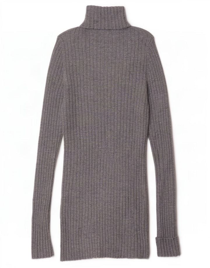 Maglione maglione a collo alto da donna Zara UK 8 piccolo in lana grigia