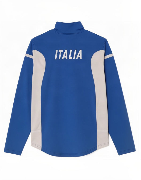 Asics Maglia da ginnastica da uomo con zip e collo grafico, top grande, color block blu