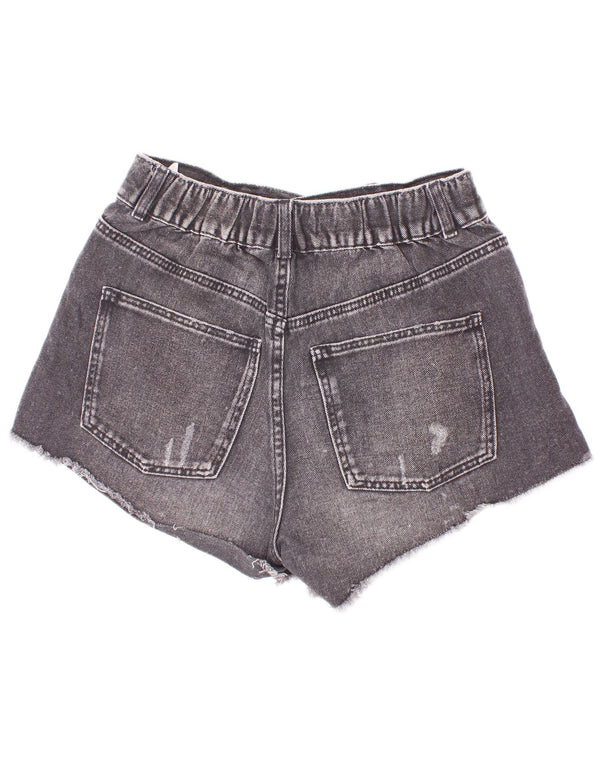 Pantaloncini di jeans invecchiati Zara per ragazze 13-14 anni W26 cotone grigio