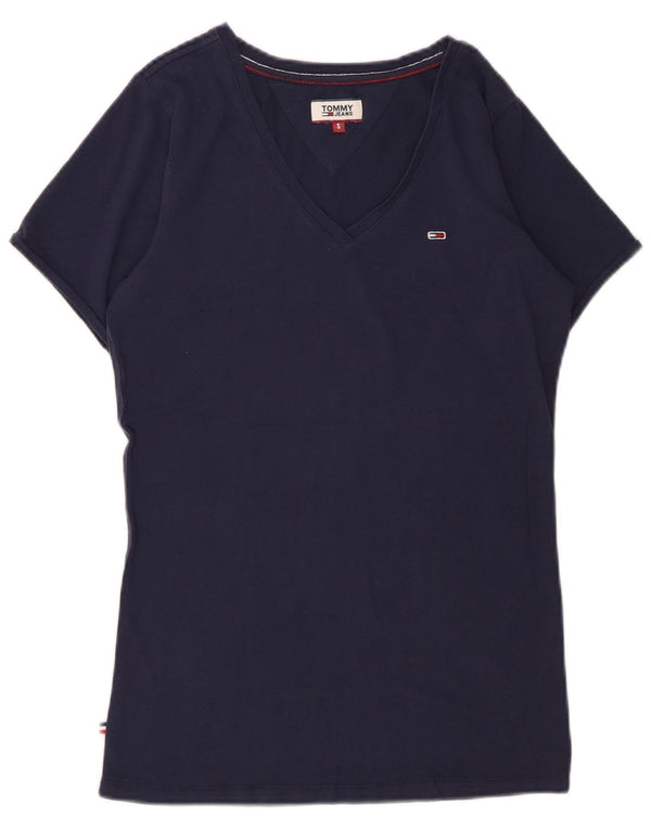 TOMMY HILFIGER T-shirt da donna Top UK 10 Small Blu Navy