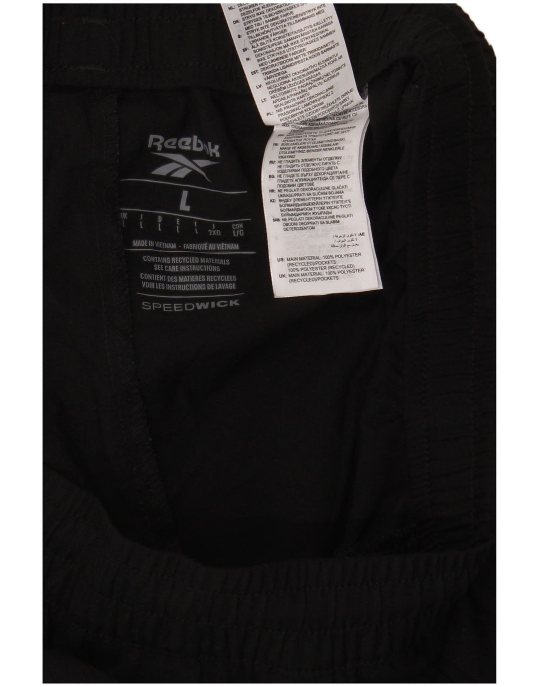 Pantaloni da tuta da uomo Reebok Large neri in poliestere