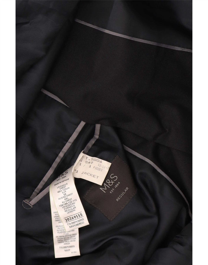 Giacca blazer a 2 bottoni da uomo Marks & Spencer UK 48 4XL poliestere blu navy