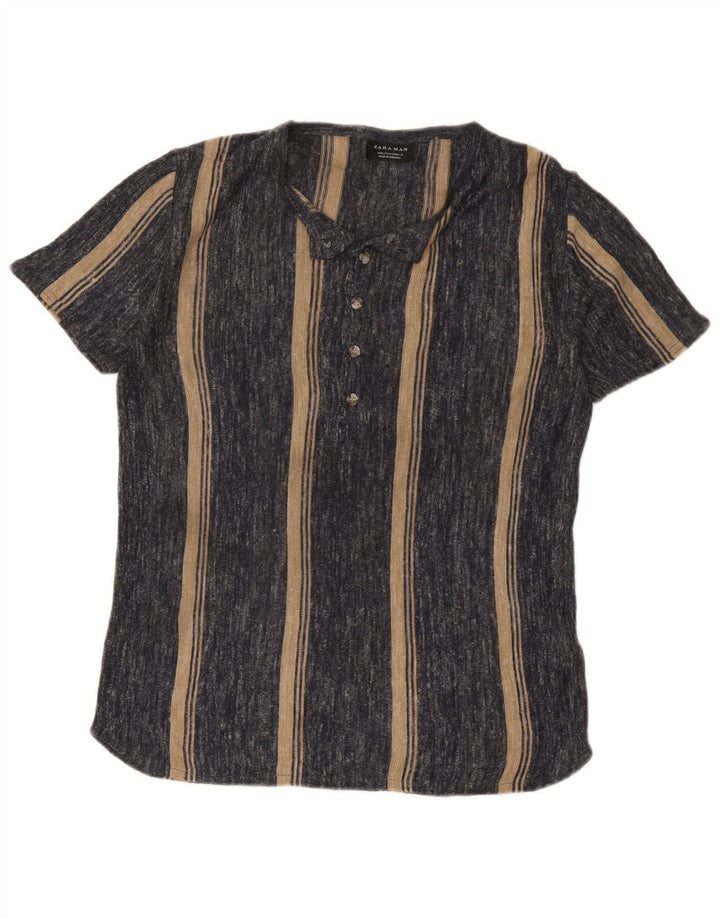 T-shirt Zara da uomo Top piccola in acrilico a righe grigie