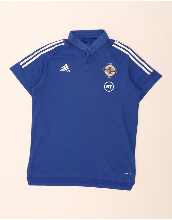 Polo grafica da uomo Adidas Northern Ireland Schools grande in cotone blu