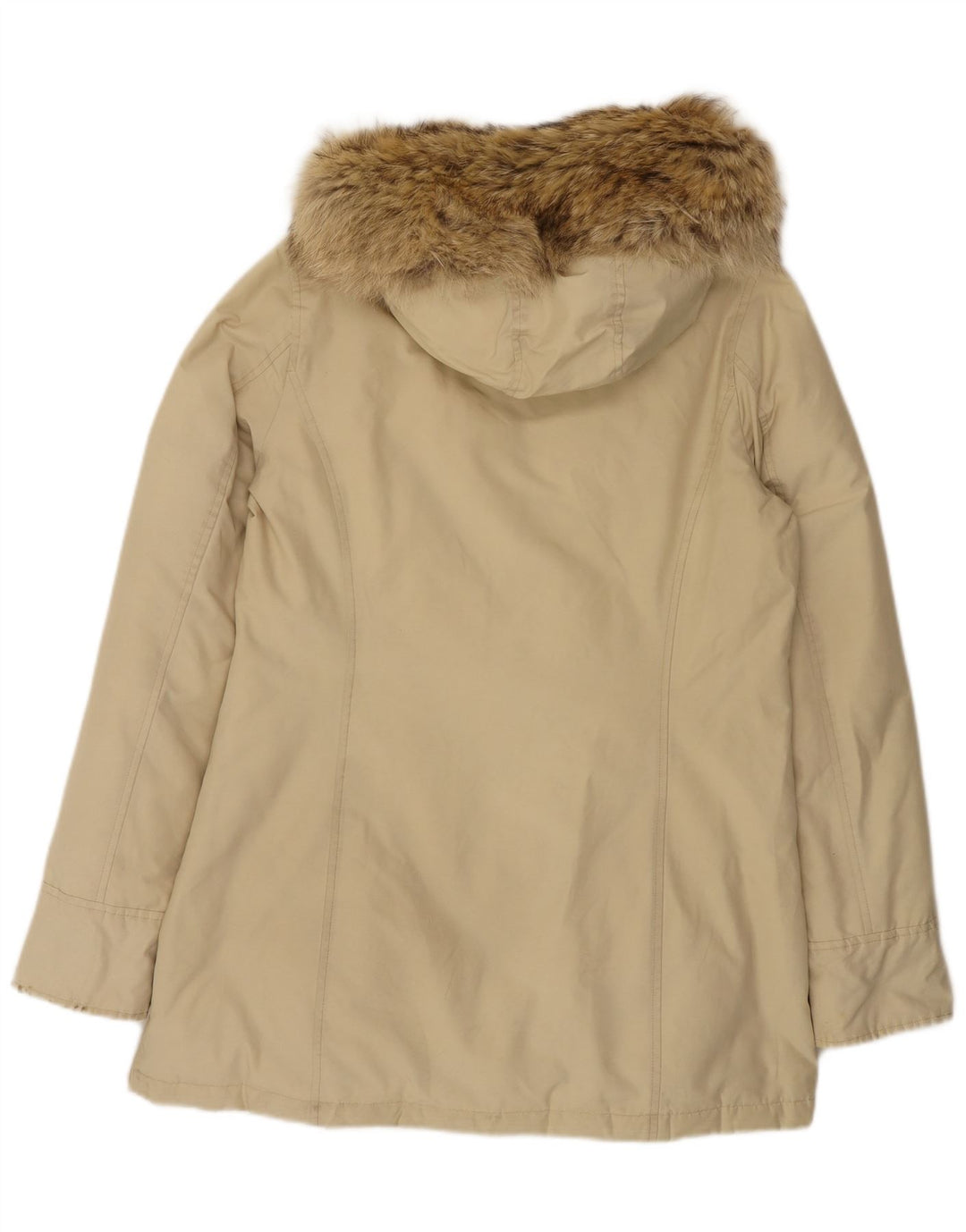 Cappotto imbottito con cappuccio da donna Woolrich UK 14 Cotone beige medio