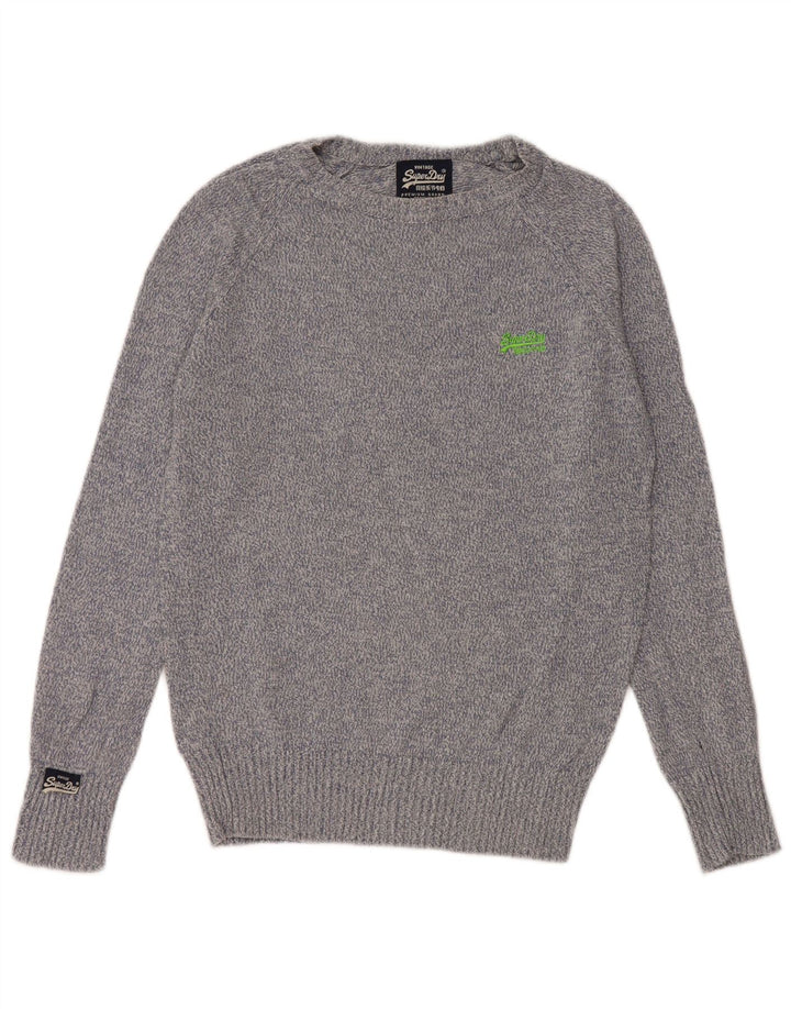 Maglione maglione girocollo da uomo Superdry piccolo cotone chiazzato blu