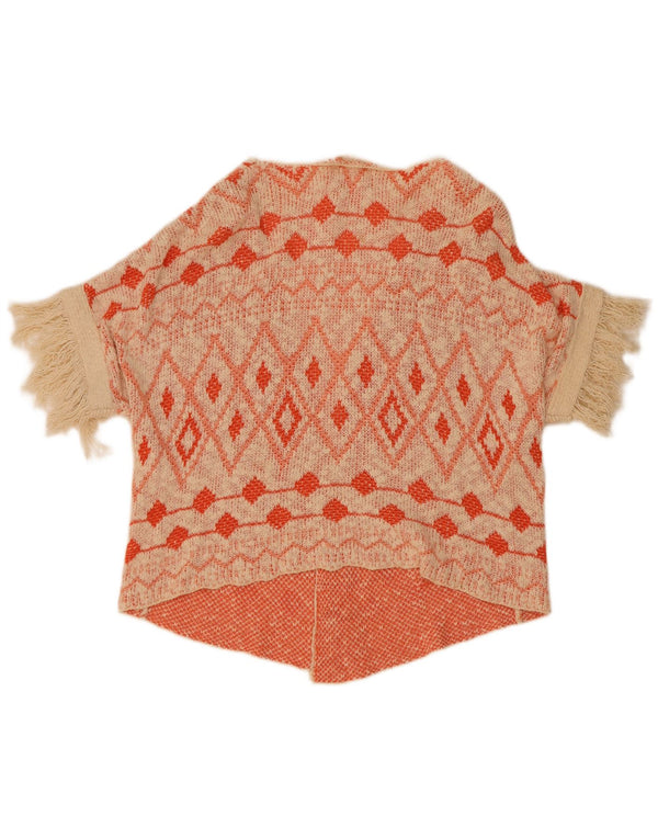 Maglione cardigan aperto a maniche corte per ragazze Zara 9-10 anni Beige geometrico