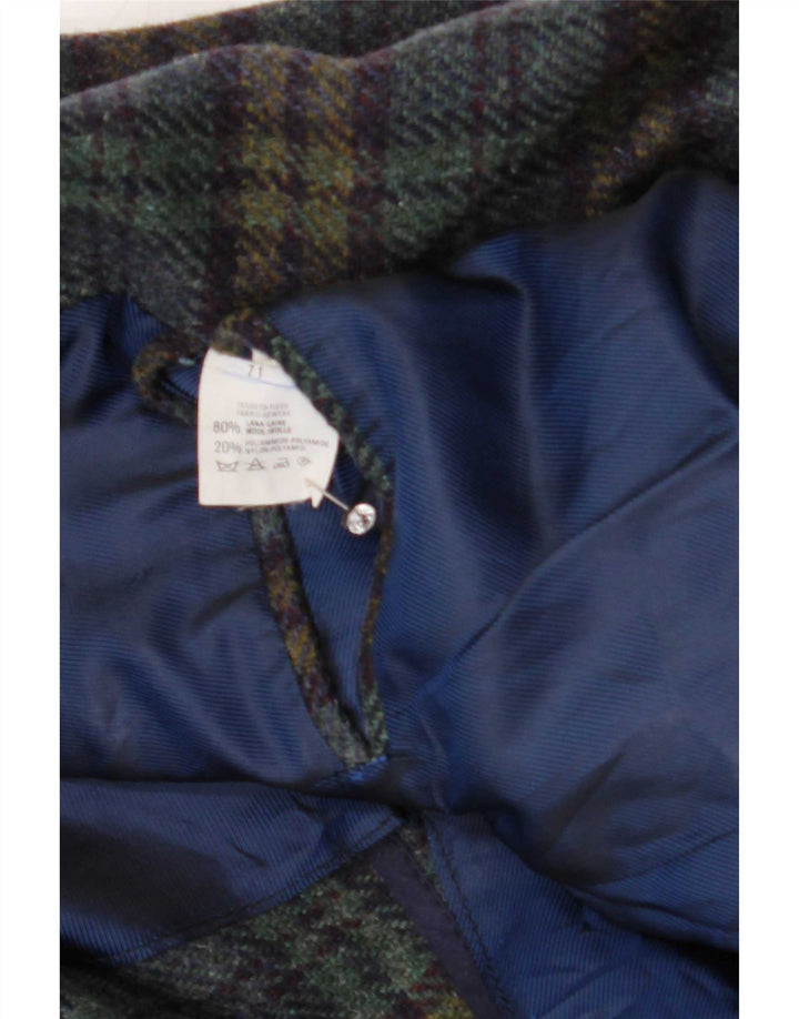 Giacca blazer vintage da uomo a 2 bottoni IT 50 grande lana a quadri blu navy